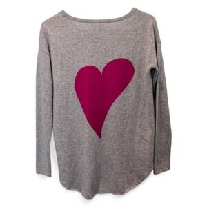 The Cashmere Project Women's Sz S Light Grey Heart Pullover Sweater Soft Cozy